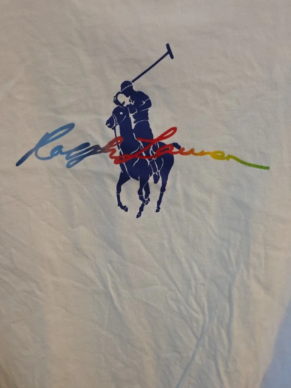 Ralph Lauren Boy's White Long-Sleeve Tee with Multicolor Polo Player Graphic